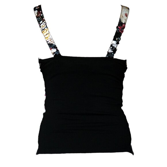 [Rachael & Chloe] Zip Front Black Floral Padded Tank | S | Good - Picture 2 of 13